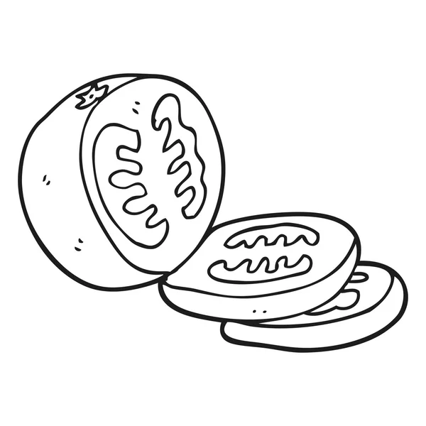 Black and white cartoon sliced tomato — Stock Vector