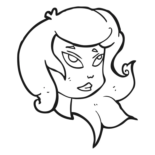 Cara femenina de dibujos animados en blanco y negro — Archivo Imágenes Vectoriales