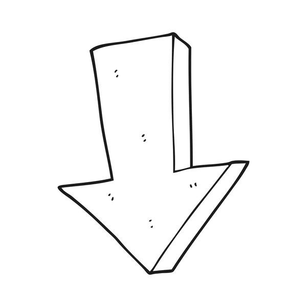 Noir et blanc dessin animé flèche pointant vers le bas — Image vectorielle