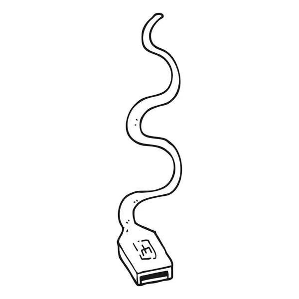 Negro y blanco de dibujos animados USB cable — Vector de stock