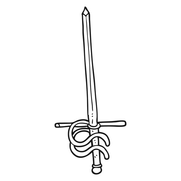 Espada cartoon preto e branco — Vetor de Stock