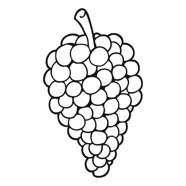 Uvas de dibujos animados en blanco y negro — Vector de stock