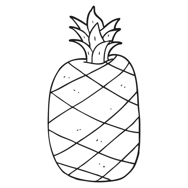 Svartvita tecknade ananas — Stock vektor