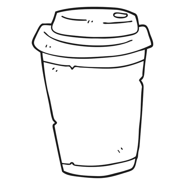 Bianco e nero cartone animato prendere il caffè — Vettoriale Stock