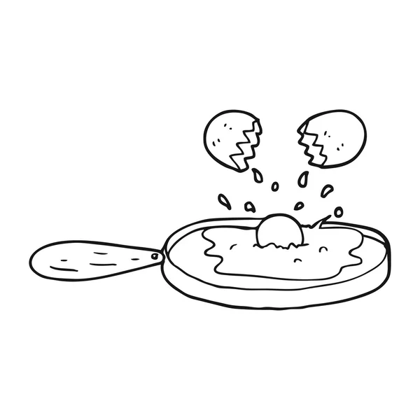 Smažení černobílou karikaturu vejce — Stockový vektor