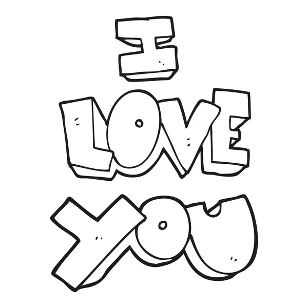 I love you black and white cartoon symbol — Stock Vector