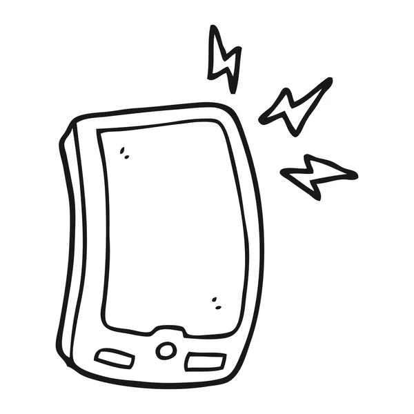 Černé a bílé kreslené mobilní telefon — Stockový vektor