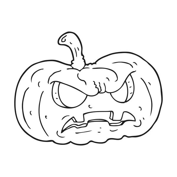 Noir et blanc dessin animé Halloween citrouille — Image vectorielle