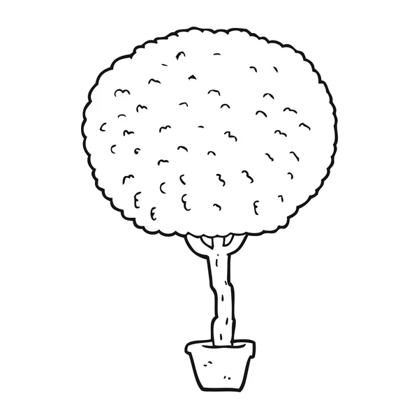 Árbol de dibujos animados en blanco y negro — Vector de stock