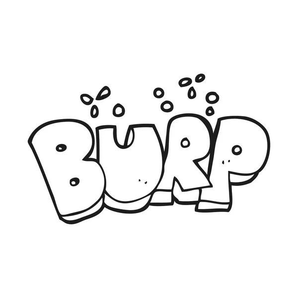 Noir et blanc dessin animé burp texte — Image vectorielle