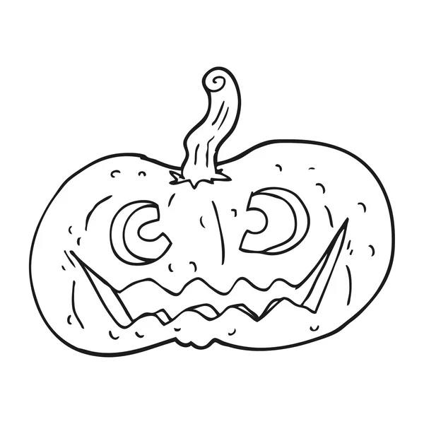 Black and white cartoon halloween pumpkin — Stock Vector