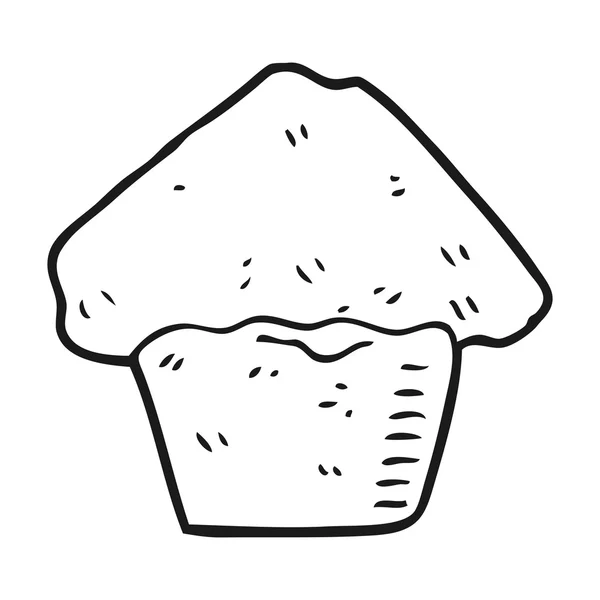 Schwarz-weißer Cartoon Erdbeer-Muffin — Stockvektor