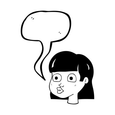 konuşma kabarcık karikatür kadın yüzü