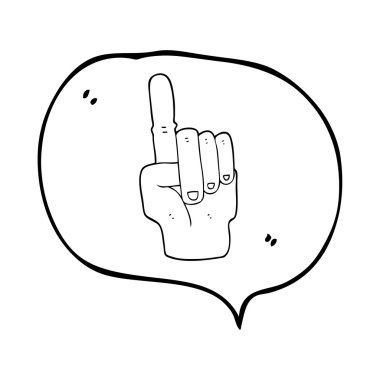 konuşma balonu karikatür işaret eden bir ele