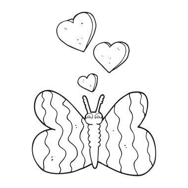 siyah ve beyaz karikatür kelebek