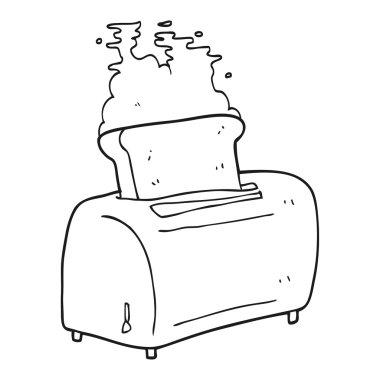 siyah beyaz çizgi film ekmek kızartma makinesi