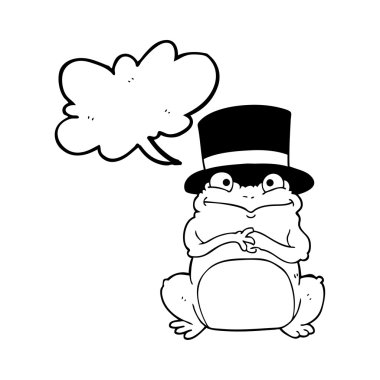 konuşma kabarcık karikatür kurbağa silindir şapka