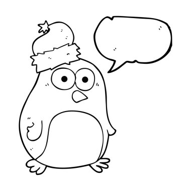 konuşma kabarcık karikatür penguen