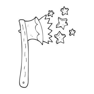 siyah beyaz çizgi film keskin balta