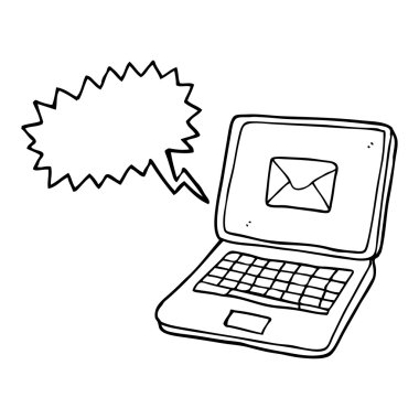 konuşma kabarcık karikatür dizüstü bilgisayar ile scr Mesaj sembolü