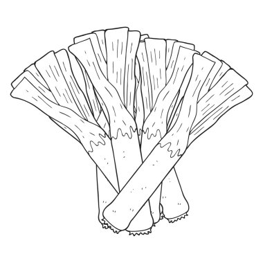 siyah beyaz çizgi film pırasa