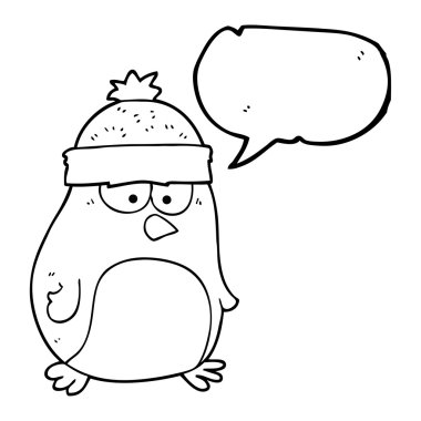 konuşma kabarcık karikatür penguen