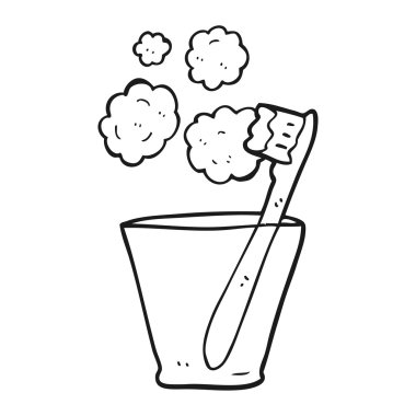 cam siyah beyaz çizgi film diş fırçası