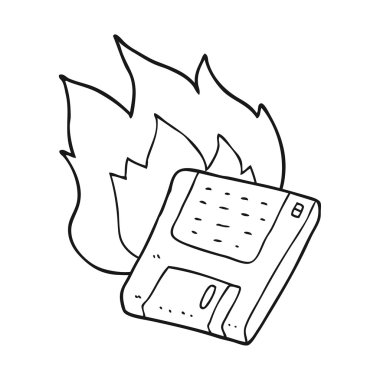 siyah beyaz çizgi film eski bilgisayar disk yazma