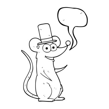 konuşma kabarcık karikatür fare silindir şapka