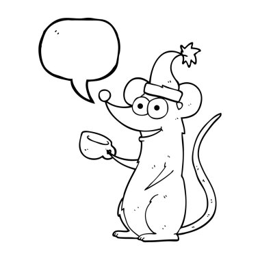 konuşma kabarcık karikatür fare Noel şapka