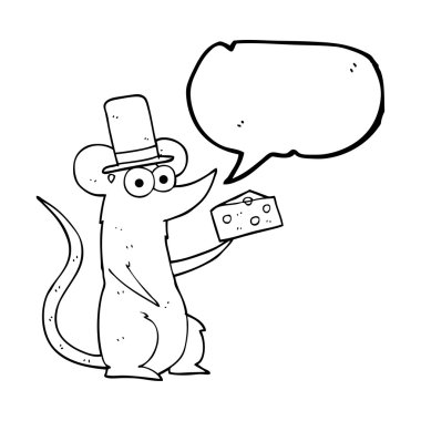 konuşma kabarcık karikatür fare peynir ile