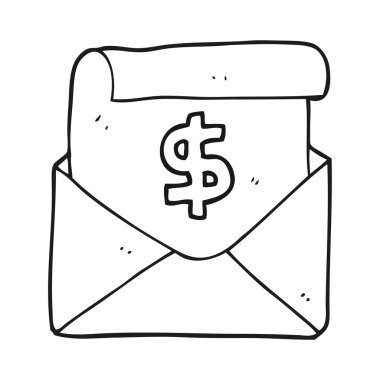 siyah beyaz çizgi film ödeme mektup