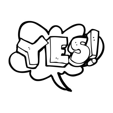 siyah beyaz çizgi film Evet tasarım öğesi