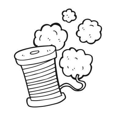 siyah beyaz çizgi film iplik