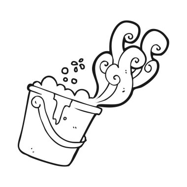 siyah beyaz çizgi film Temizlik Kovası