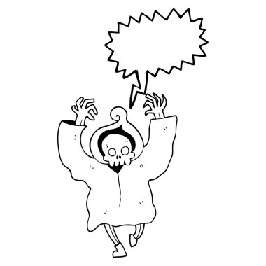 Ölüm iskelet dans konuşma kabarcık karikatür