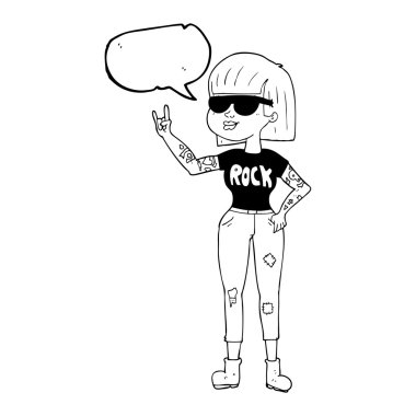 konuşma kabarcık karikatür rock kadın