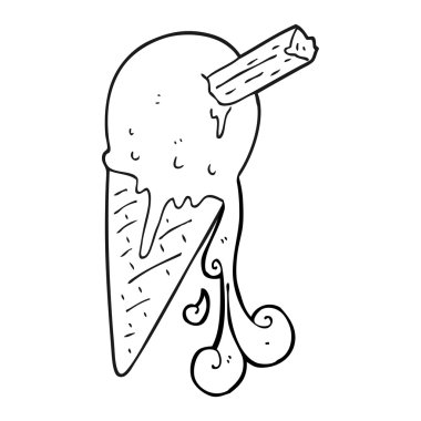 siyah beyaz çizgi film dondurma koni