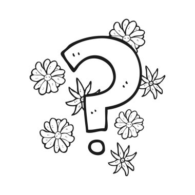 siyah beyaz çizgi film soru işareti