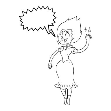 konuşma kabarcık karikatür vampir kız