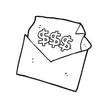 siyah beyaz çizgi film fatura mektup