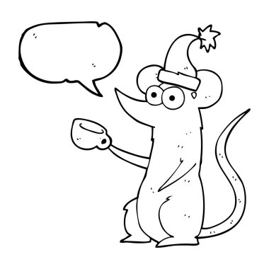 konuşma kabarcık karikatür fare Noel şapka