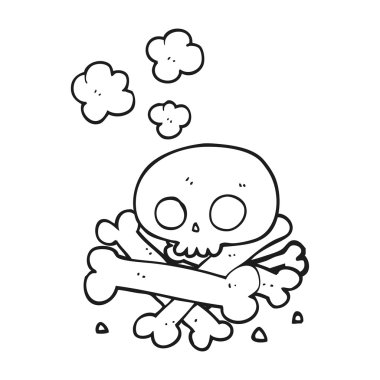 Kemik yığını siyah beyaz çizgi film