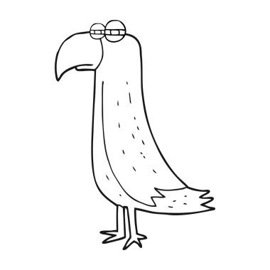 siyah beyaz çizgi film papağan