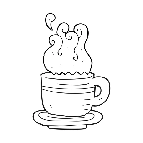 Noir et blanc tasse de dessin animé et soucoupe — Image vectorielle