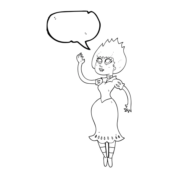 Konuşma kabarcık karikatür vampir kız — Stok Vektör