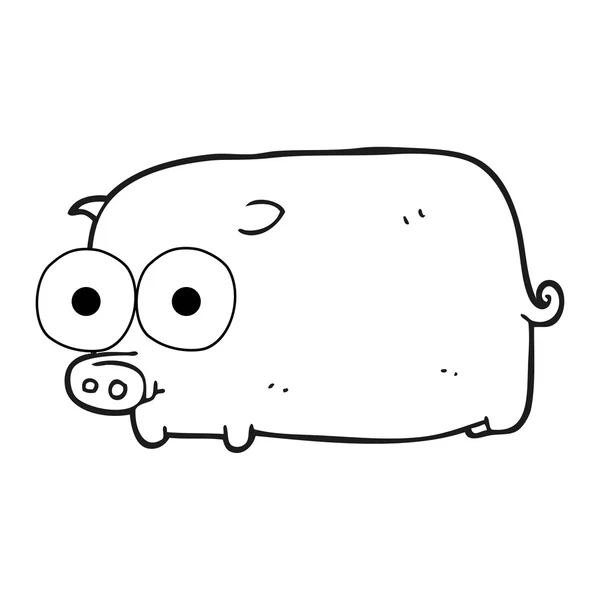 Black and white cartoon piglet with big pretty eyes — Stock Vector