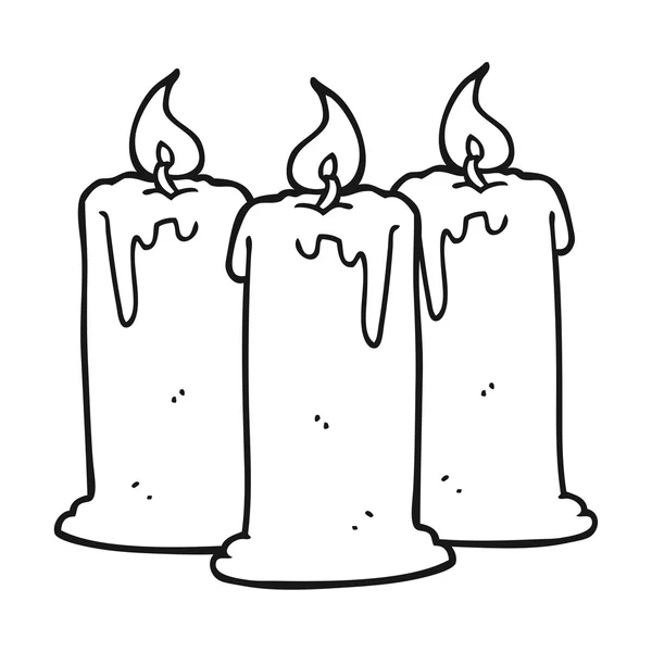 燃烧的蜡烛的黑色和白色卡通 — 图库矢量图片