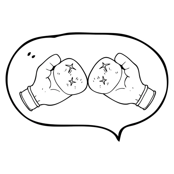 Řeči bubliny cartoon Boxerské rukavice — Stockový vektor