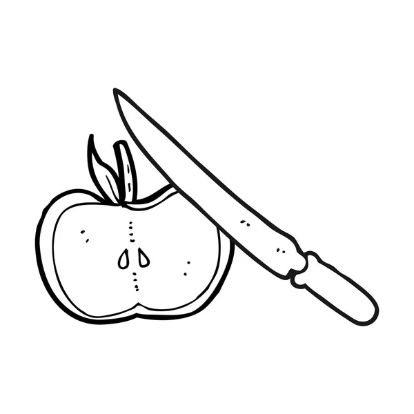 Černé a bílé kreslené apple jsou plátky — Stockový vektor